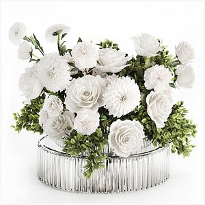 Bouquet Of White Flowers Chrysanthemum Rose Peony 606