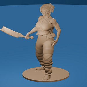 3D model Muscular Warrior Female with a Short Sword