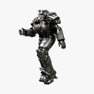 T 60 Power Armor Fallout with Rifle Rigged for Maya