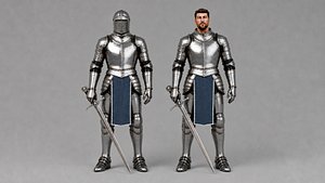 3D Classic Medieval Knight Warrior - Rigged model