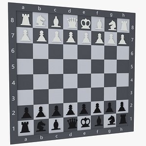 3D model dramatic chess set VR / AR / low-poly