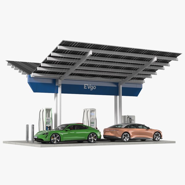 3D EVgo Fast Charging Station and Electric Cars