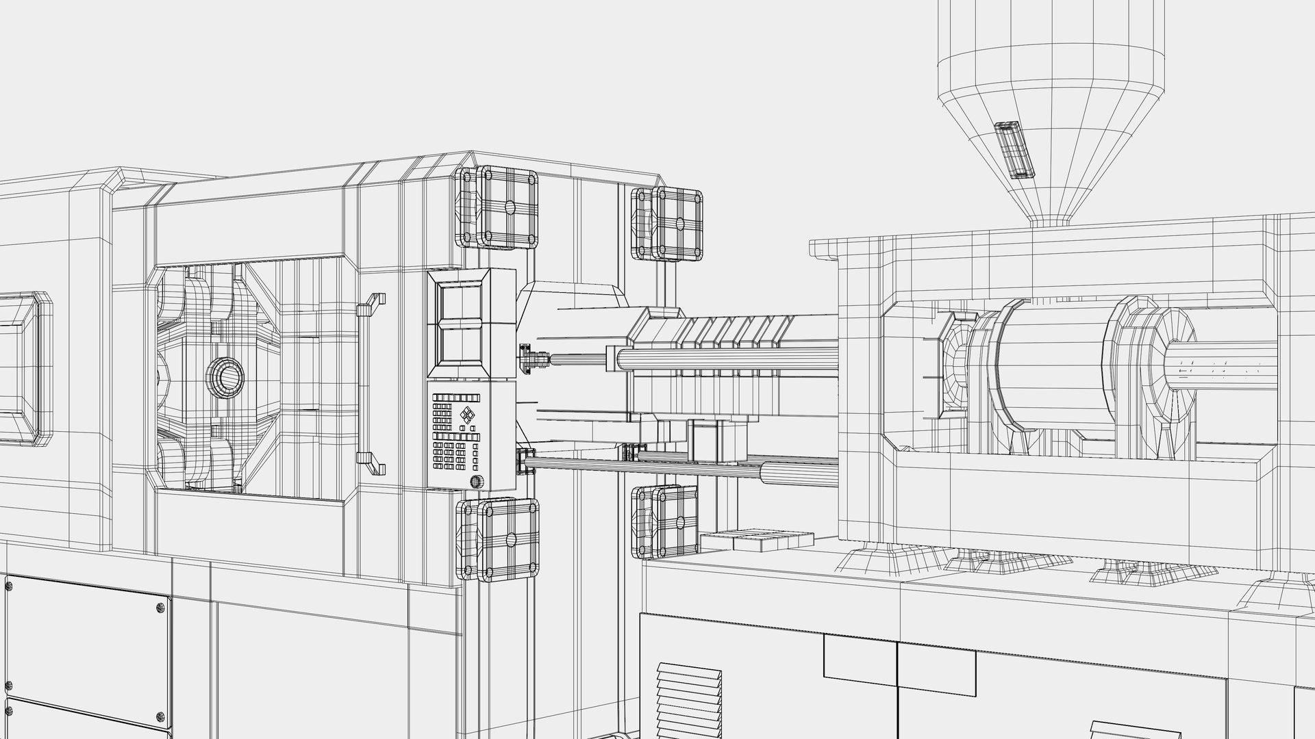 3D CNC Plastic Injection Molding Machine ready for animation