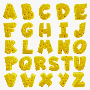 Cheese Alphabet Uppercase 3D