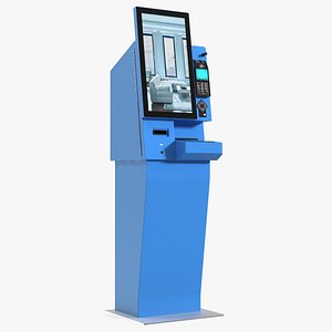 3D Kiosk Hotel Terminal Blue