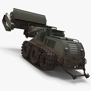 Bozena 5 Armored Flail Demining Robot Military Green Used Rigged for Maya