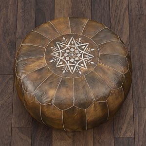 3d moroccan leather pouf