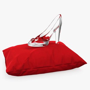 Glass Slipper on Velvet Pillow