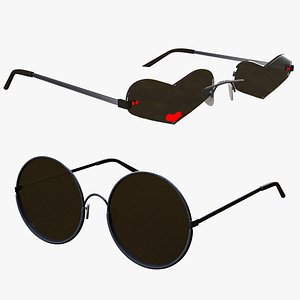 3D glasses round and heart shaped