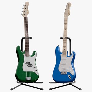 Bass and Electric Guitar PBR 3D model