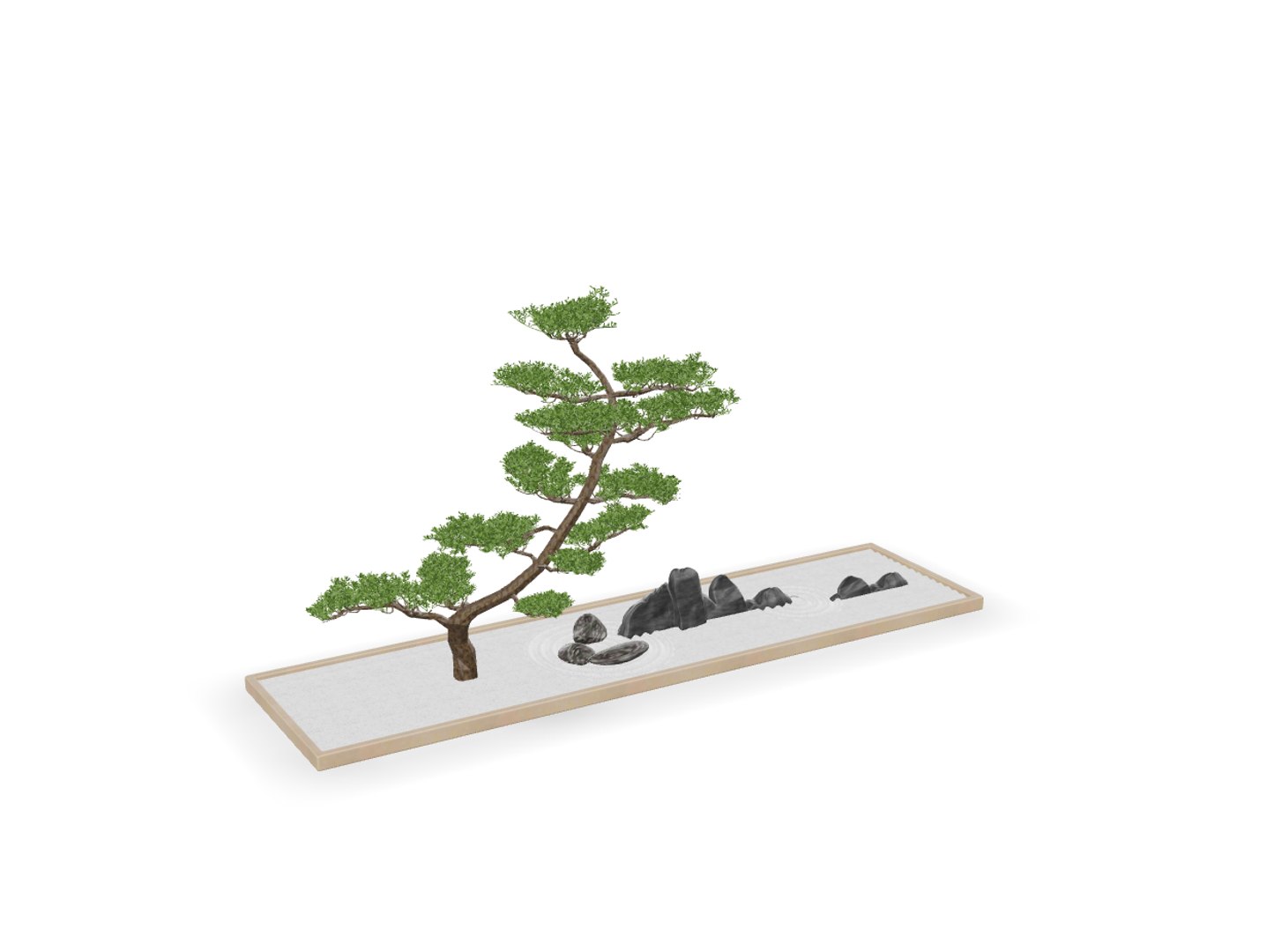 3D Japanese Zen Garden Dry Landscape 3D Model Set SKP FBX OBJ STL 3D ...