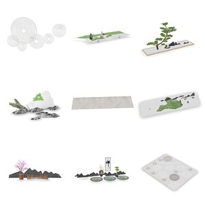 3D Japanese Zen Garden Dry Landscape 3D Model Set SKP FBX OBJ STL 3D model