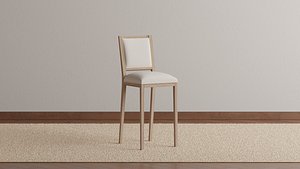 3D French Contemporary Square Stool model