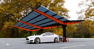 Y Type 4x2 Car Solar Carport 3D