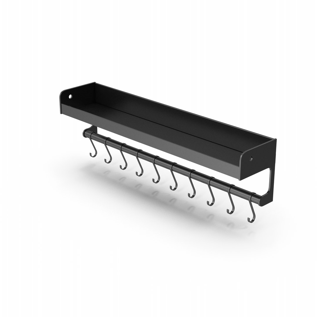 3D Kitchen Rack With Hooks TurboSquid 1918009