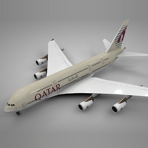 3D model airbus a380 qatar airlines