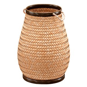Wicker laundry basket with handles 3D
