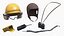 Deck Crew Safety Helmet with Mic and Receiver Yellow 3D