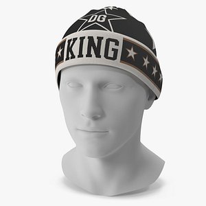 Mens DG King Star Intarsia Beanie Hat on Mannequin 3D model