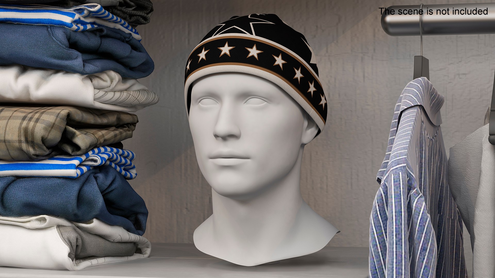 Mens DG King Star Intarsia Beanie Hat on Mannequin 3D model https://p.turbosquid.com/ts-thumb/c2/RX7o5d/VS/mensdgkingstarintarsiabeaniehatonmannequin3dmodel010/jpg/1693952394/1920x1080/fit_q87/01c5e19cb0132ff55ebc2c8d8e2f44ebbaff591b/mensdgkingstarintarsiabeaniehatonmannequin3dmodel010.jpg