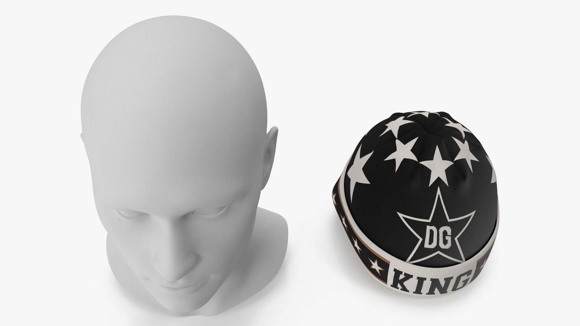 Mens DG King Star Intarsia Beanie Hat on Mannequin 3D model https://p.turbosquid.com/ts-thumb/c2/RX7o5d/XL/mensdgkingstarintarsiabeaniehatonmannequin3dmodel024/jpg/1693952440/1920x1080/fit_q87/a543d90c2f9518f44beea6604b5aea43aba54167/mensdgkingstarintarsiabeaniehatonmannequin3dmodel024.jpg