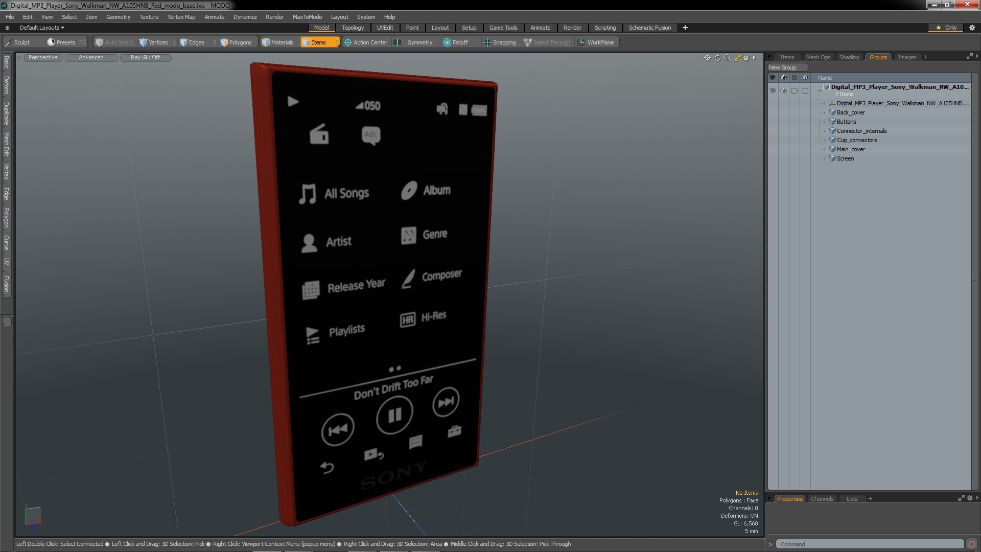 3D Model Digital MP3 Player Sony Walkman NW A105HNB Red - TurboSquid ...