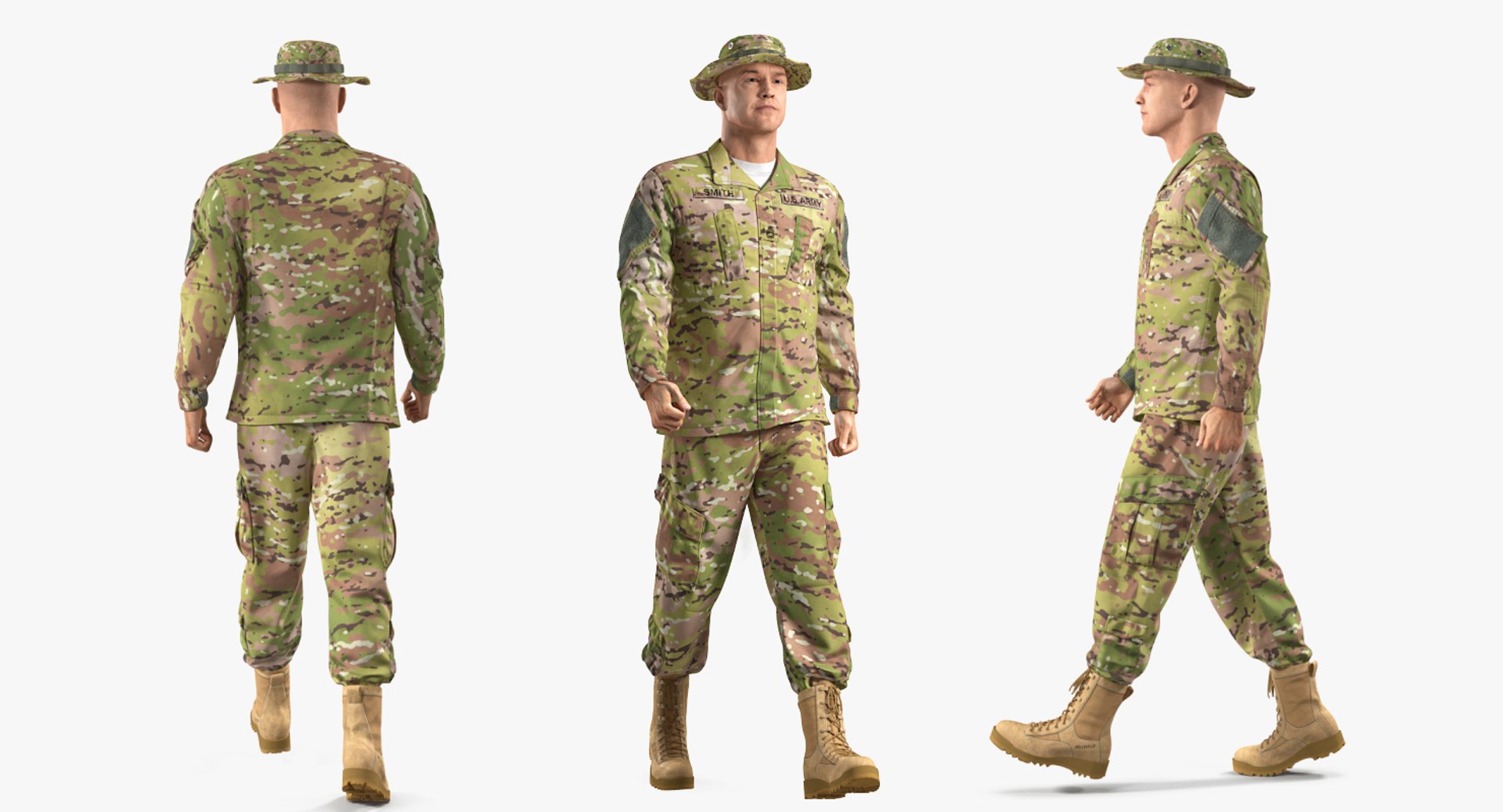 US Army Soldier Camouflage Walking 3D Model 3D model preview