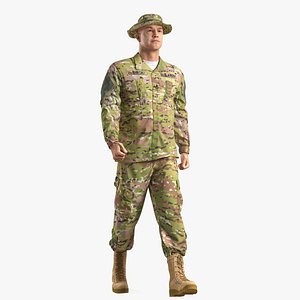 3D army walking soldier camouflage model