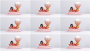 Birthday cake Maxine Cake Gift box balloon Crown Maxine DP Birthday Party Anniversary Superwoman C4D 3D model