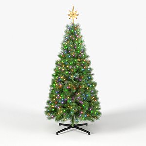 Christmas Tree 7 feet With Multicolor Lights 3D model