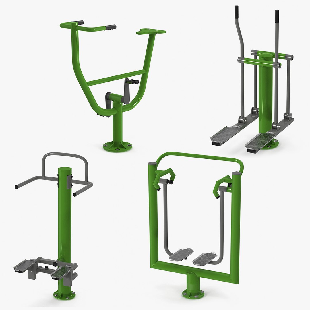 Outdoor Fitness Equipment Collection 4 3D model preview