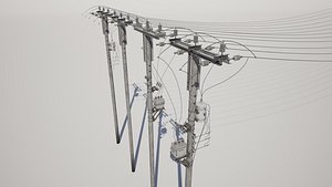 Modular Electricity Pole Variations Pack 3D