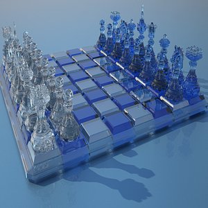 3d glass chess figures desk model