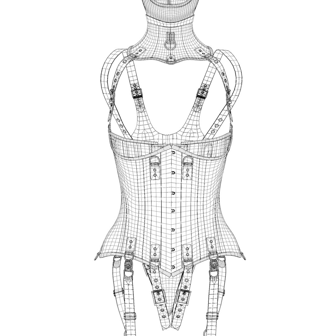 BDSM Pink Restraint Corset Strap Costume Set Model TurboSquid 2153334