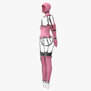 BDSM Pink restraint corset strap costume set