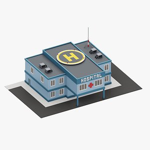 3D Hospital building Low-poly