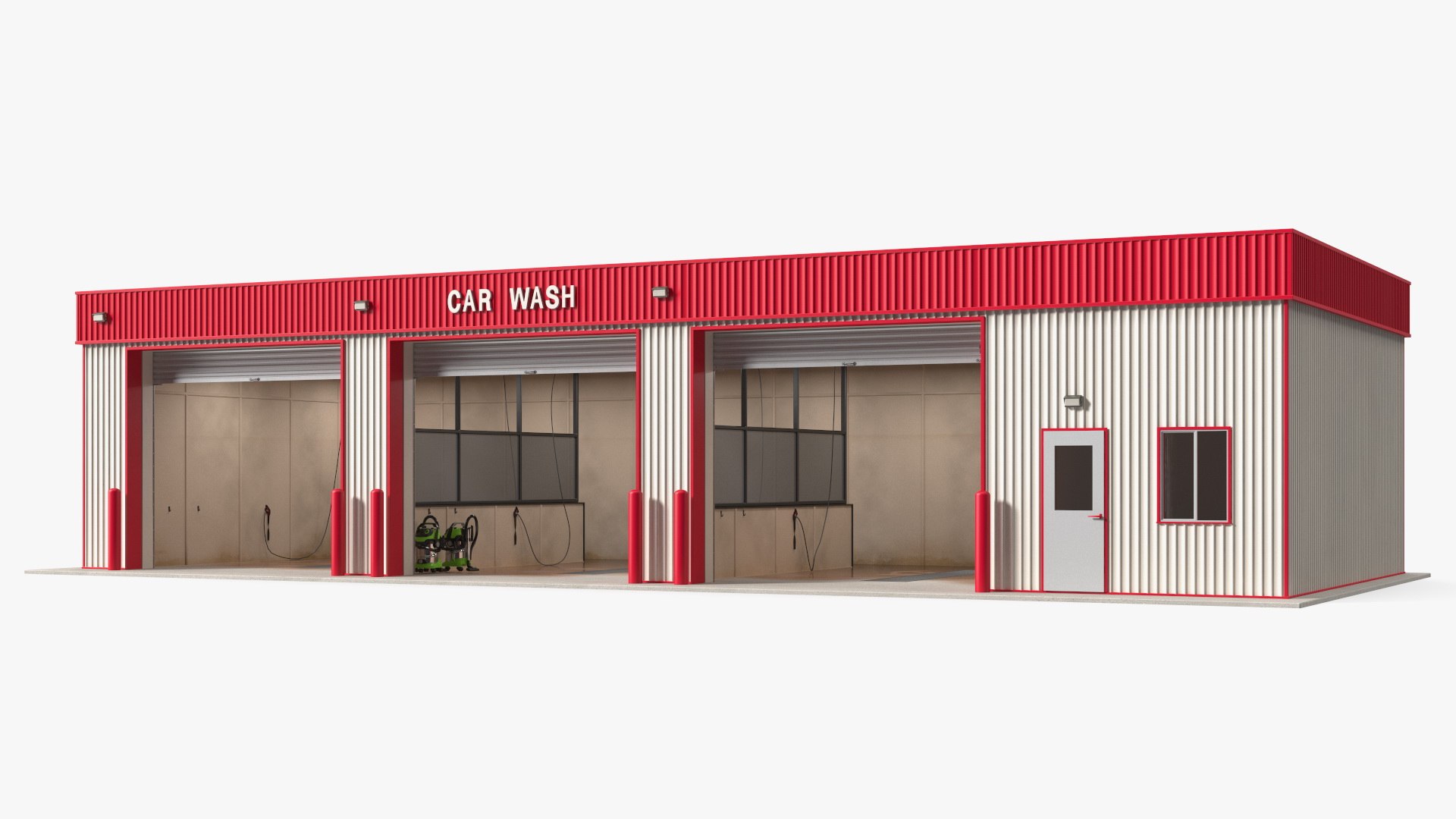 Car Wash Red Building 3D model preview