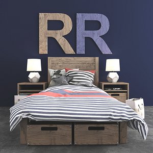 3d bed bedroom set model