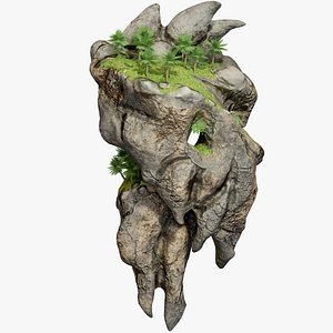 3D rocky floating island land model