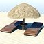 sunbeds and bamboo umbrella