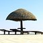 sunbeds and bamboo umbrella