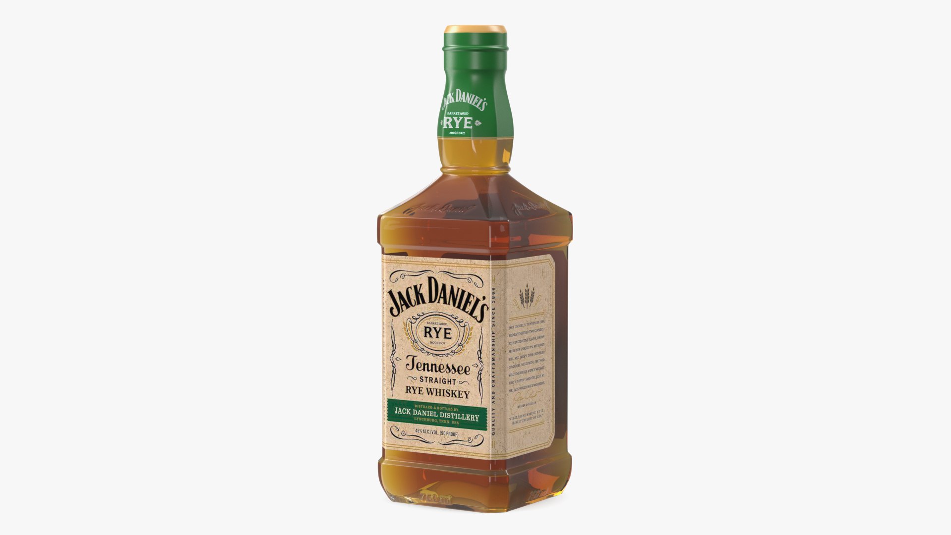 Jack Daniels Tennessee Rye Whiskey 3D model preview