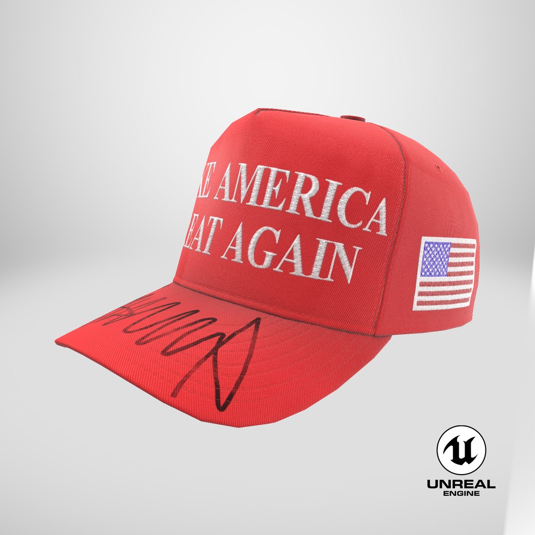 Trump Baseball Cap Red 3D model https://p.turbosquid.com/ts-thumb/c3/zGs4I0/9r/stemcell_unreal_render/png/1744813057/1920x1080/fit_q87/432a390f34fa5f6642f9c326baaf352f12c68680/stemcell_unreal_render.jpg