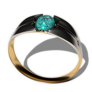 Fashionable cabochon ring silver and gold. Beauty ring.
