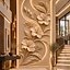 Modern  Hibiscus Blossoms mural Relief Wall Panel STL CNC 110