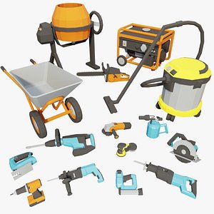 3D Collection of 15 low-poly Construction Tools model