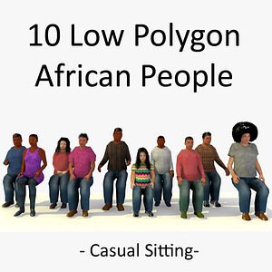 3d seated african characters