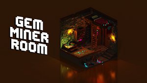 3D Voxel Gem miner room