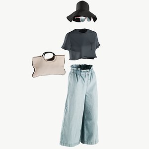 Women's Pants with Tshirt, Bag, Hat and Sunglasses 12