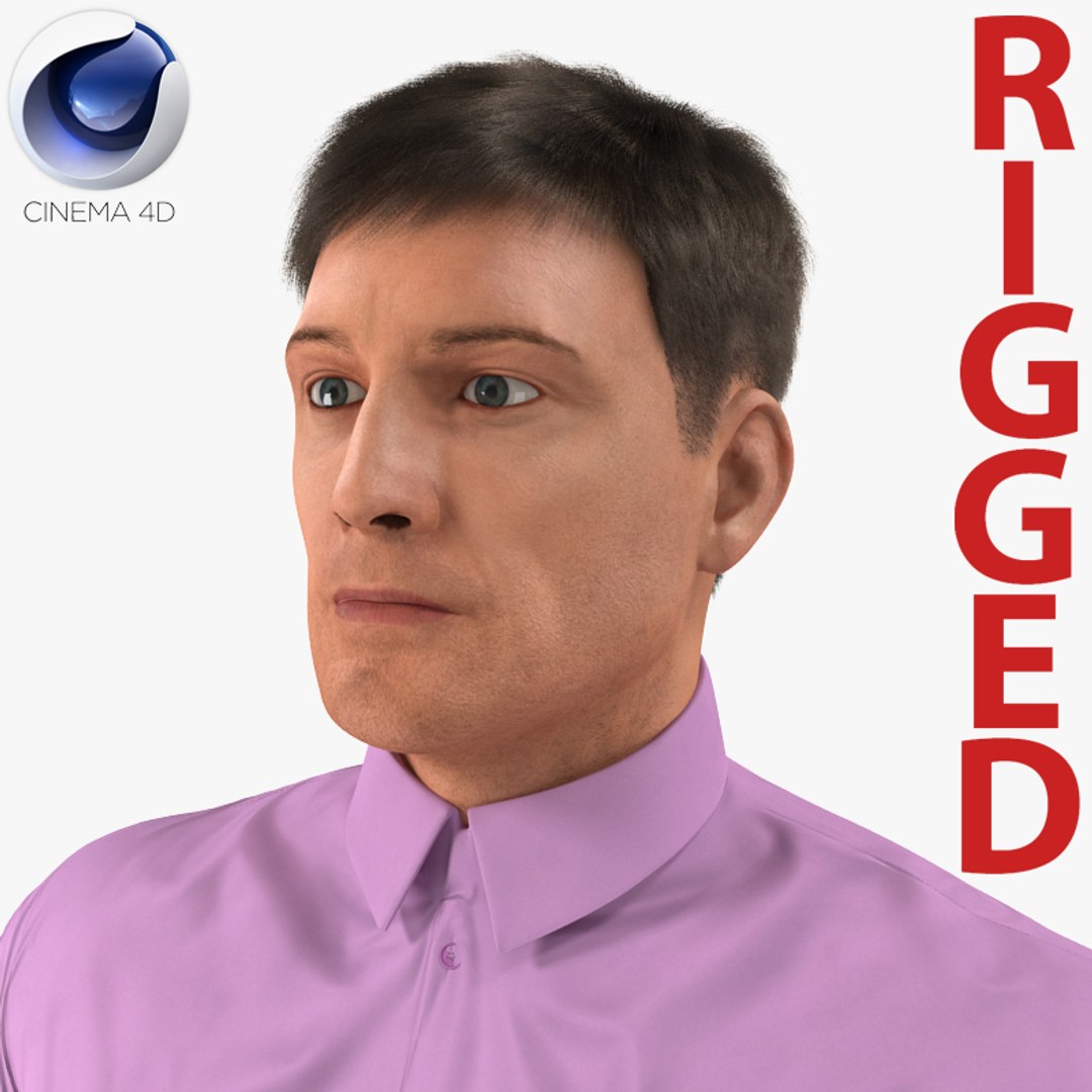 Men Business Casual Dress Rigged for Cinema 4D 3D Model 3D model preview